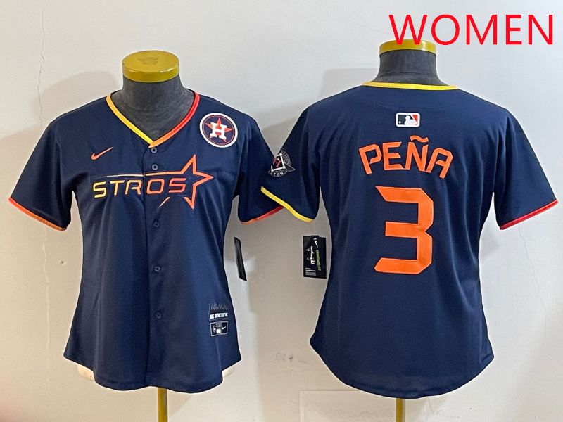 Women Houston Astros #3 Pena Drak Blue Three generations Joint Name 2025 Nike MLB Jersey style 41011->women mlb jersey->Women Jersey